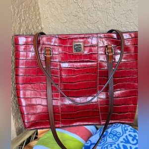 Dooney & Bourke Red Croc Embossed Leather Tote